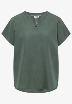 Dropped Shoulder Bluse aus Leinenmix