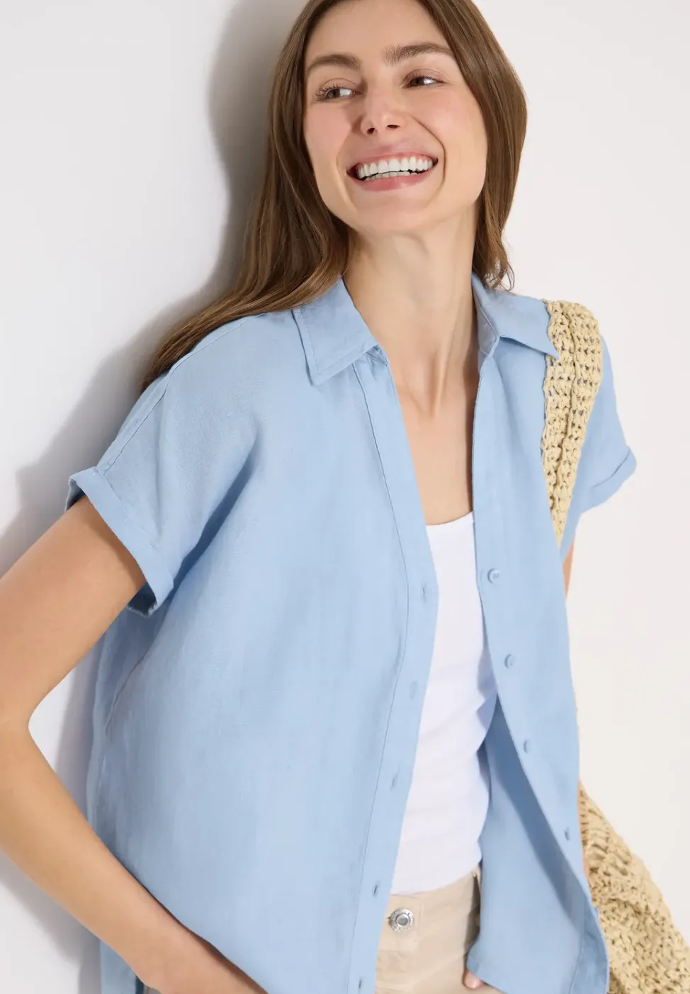 Dropped Shoulder Bluse aus Leinen
