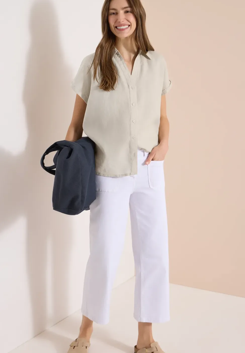Dropped Shoulder Bluse aus Leinen