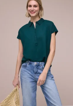 Dropped Shoulder Blusenshirt aus Leinenmix