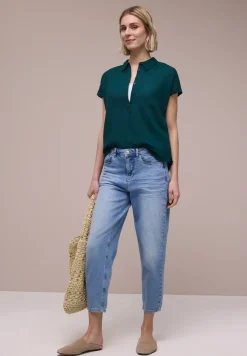 Dropped Shoulder Blusenshirt aus Leinenmix