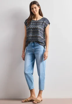 Dropped Shoulder Blusenshirt mit Rundhals