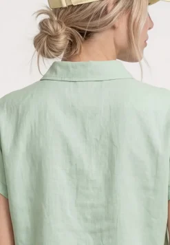 Dropped Shoulder Blusenshirt aus Leinenmix