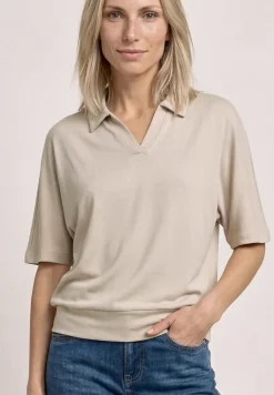 Dropped Shoulder Poloshirt mit Elastikbund