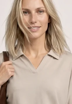 Dropped Shoulder Poloshirt mit Elastikbund