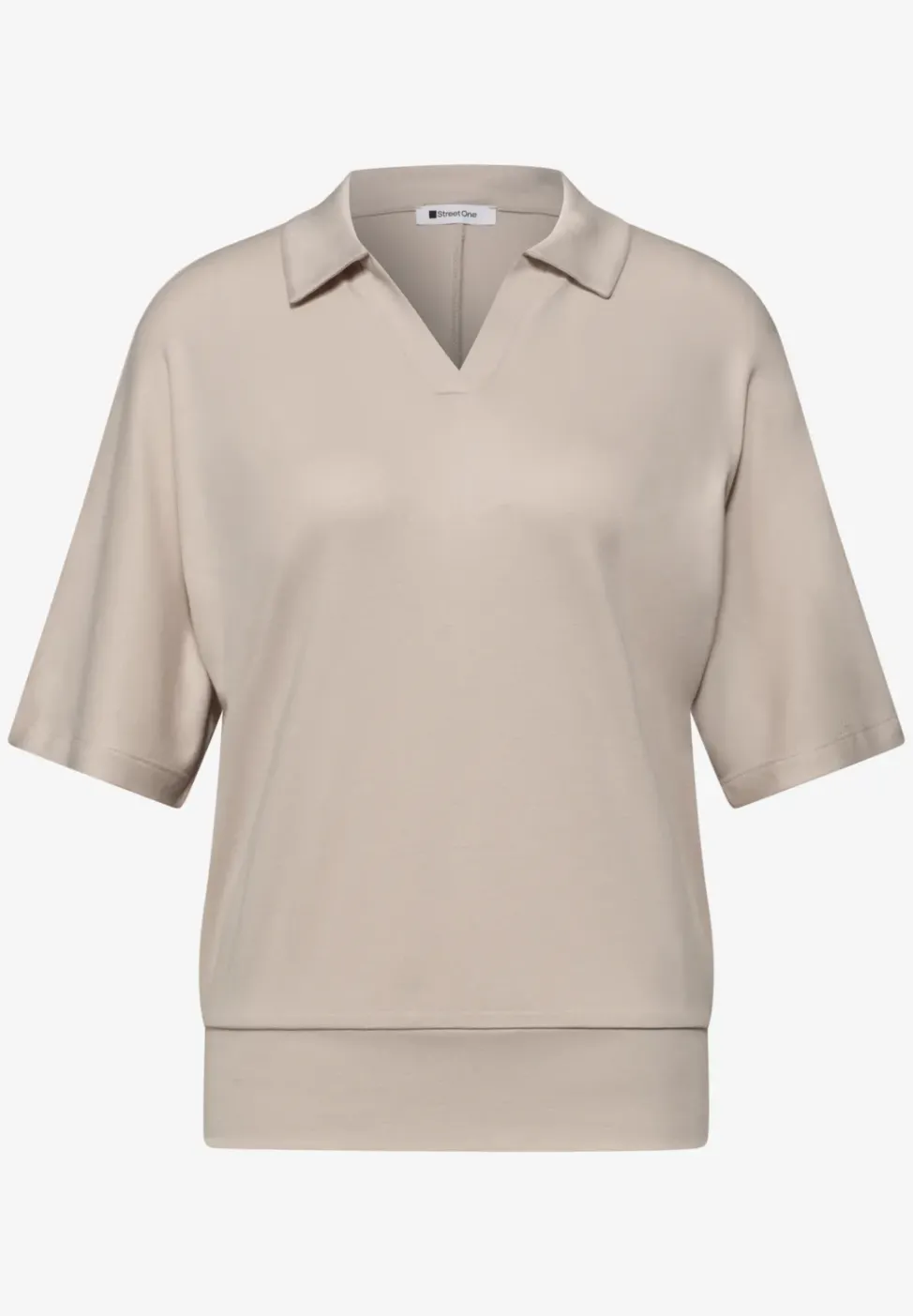 Dropped Shoulder Poloshirt mit Elastikbund