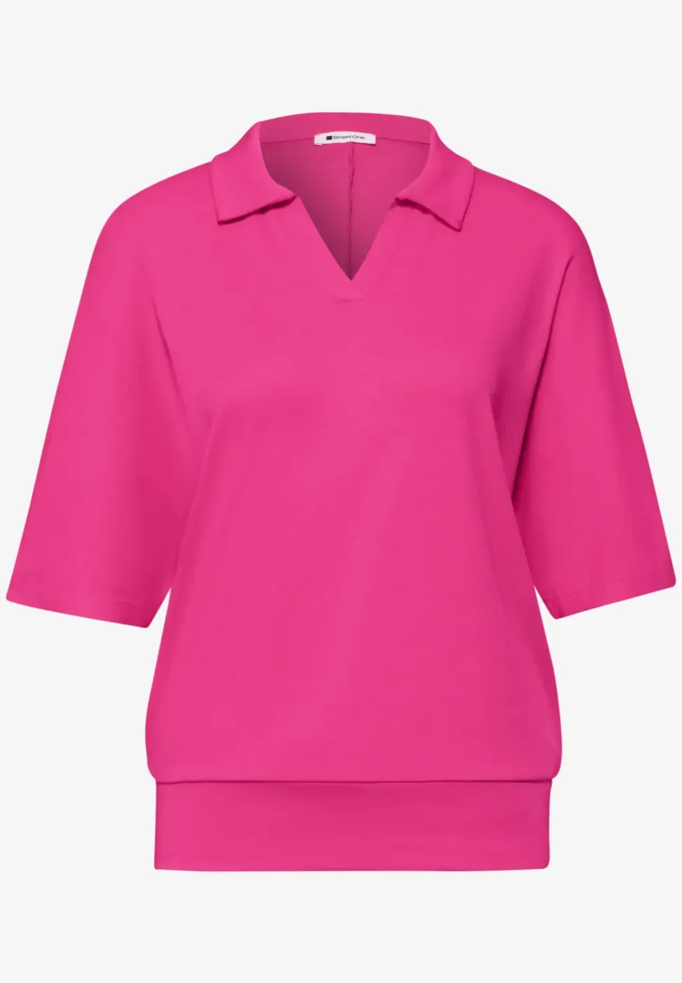 Dropped Shoulder Poloshirt mit Elastikbund