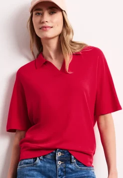 Dropped Shoulder Poloshirt mit Elastikbund