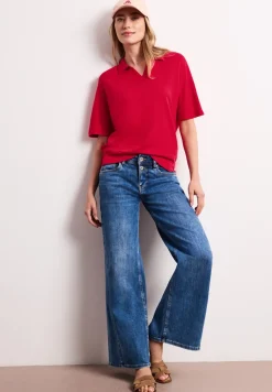 Dropped Shoulder Poloshirt mit Elastikbund