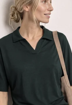 Dropped Shoulder Poloshirt mit Elastikbund