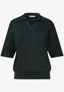 Dropped Shoulder Poloshirt mit Elastikbund