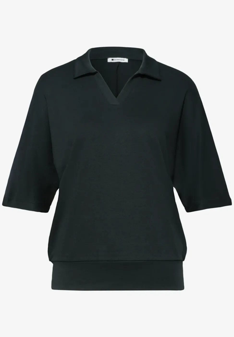 Dropped Shoulder Poloshirt mit Elastikbund