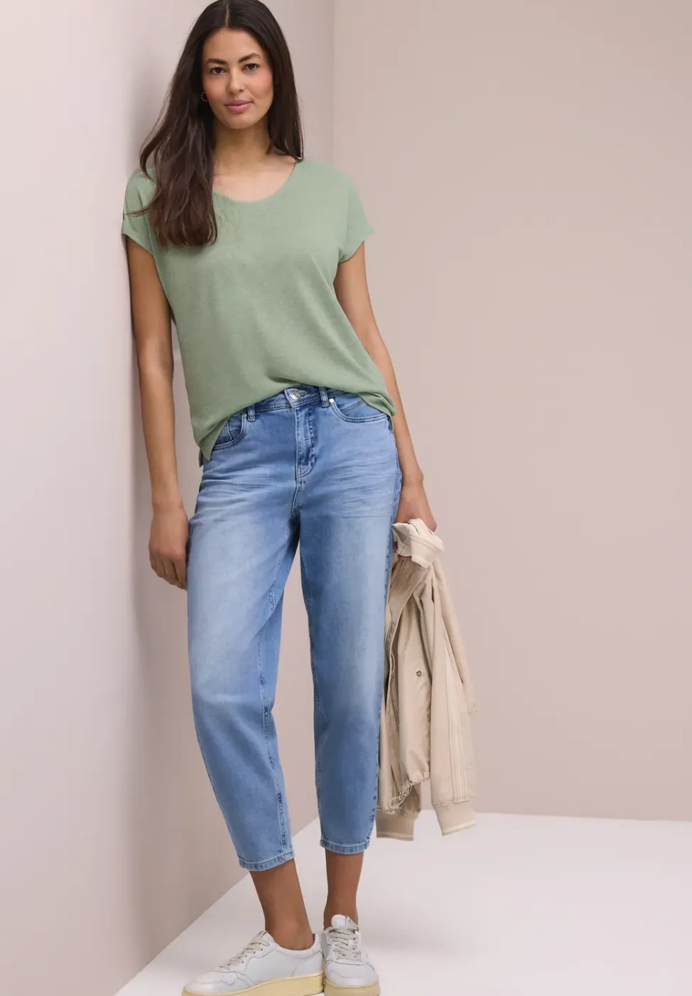 Dropped Shoulder Shirt im Leinen-Look