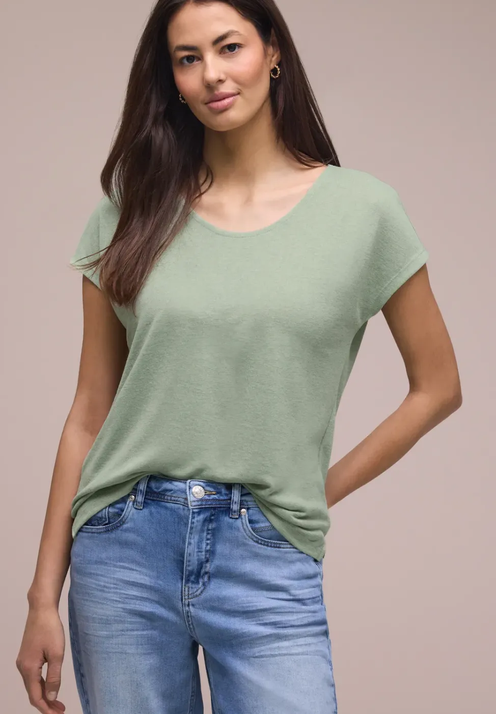 Dropped Shoulder Shirt im Leinen-Look