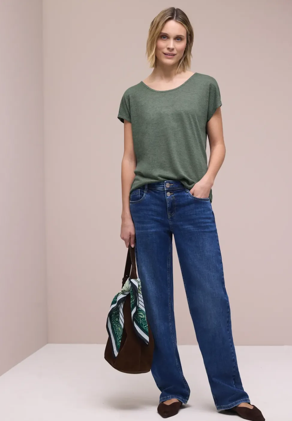 Dropped Shoulder Shirt im Leinen-Look