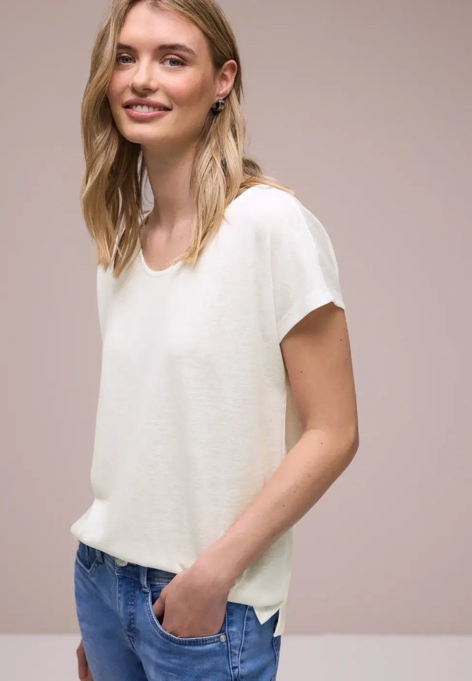 Dropped Shoulder Shirt im Leinen-Look