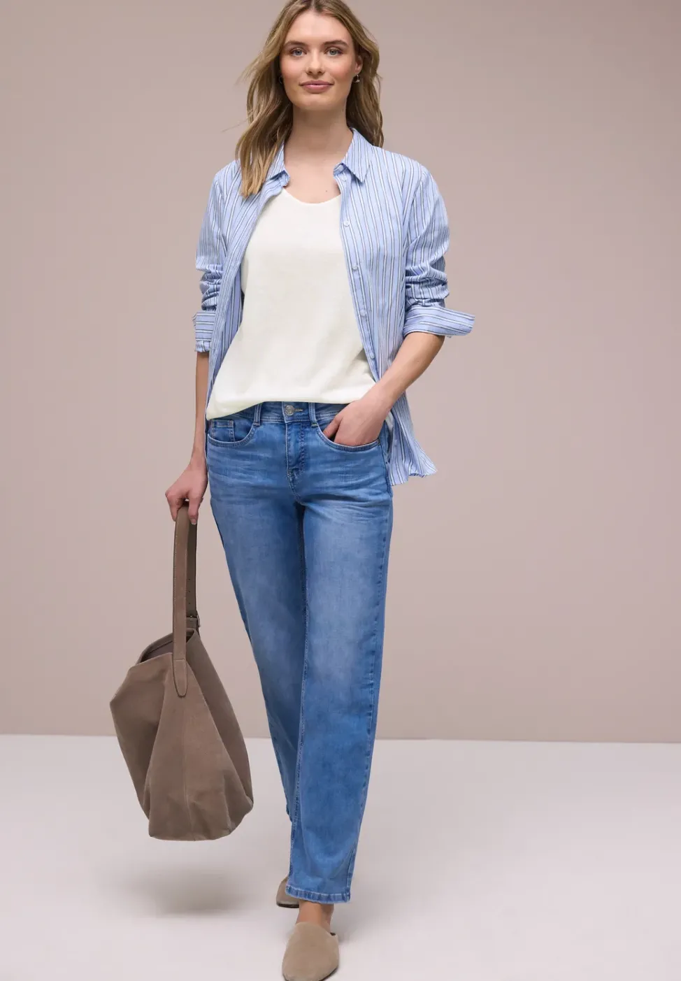 Dropped Shoulder Shirt im Leinen-Look