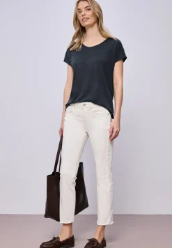 Dropped Shoulder Shirt im Leinen-Look