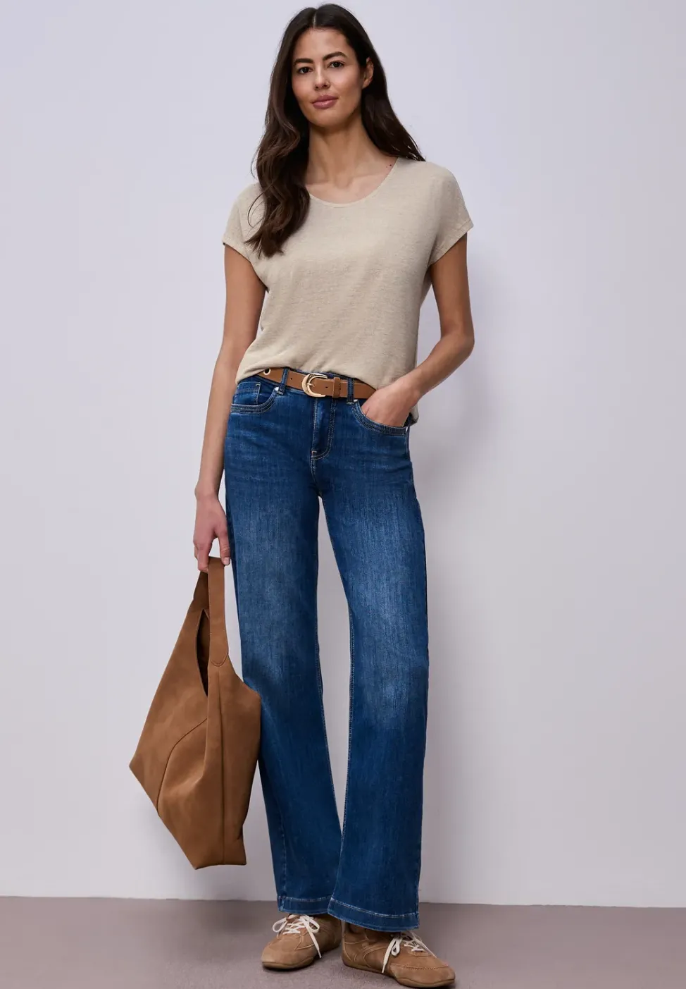 Dropped Shoulder Shirt im Leinen-Look