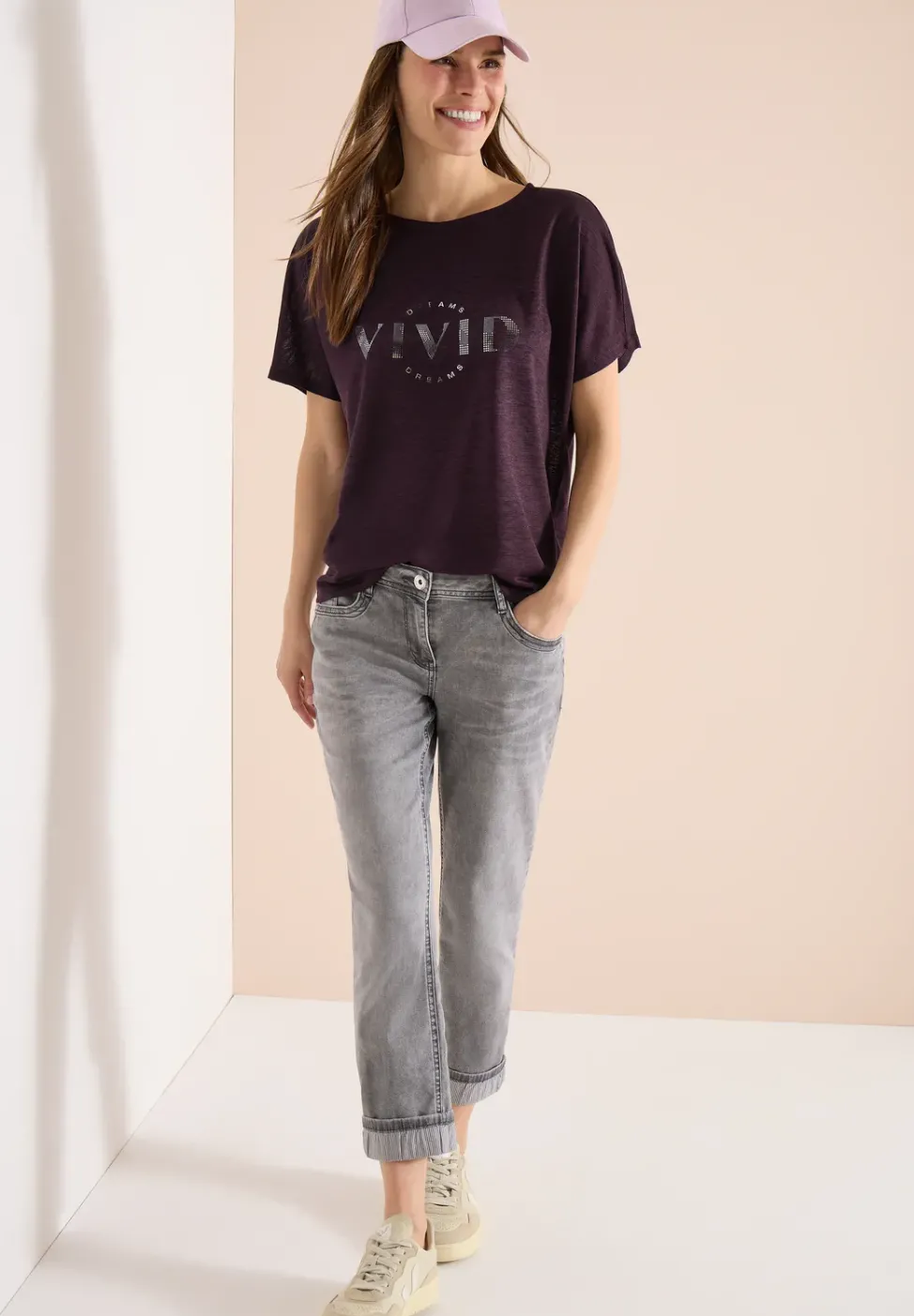 Dropped Shoulder Shirt in Leinen-Optik