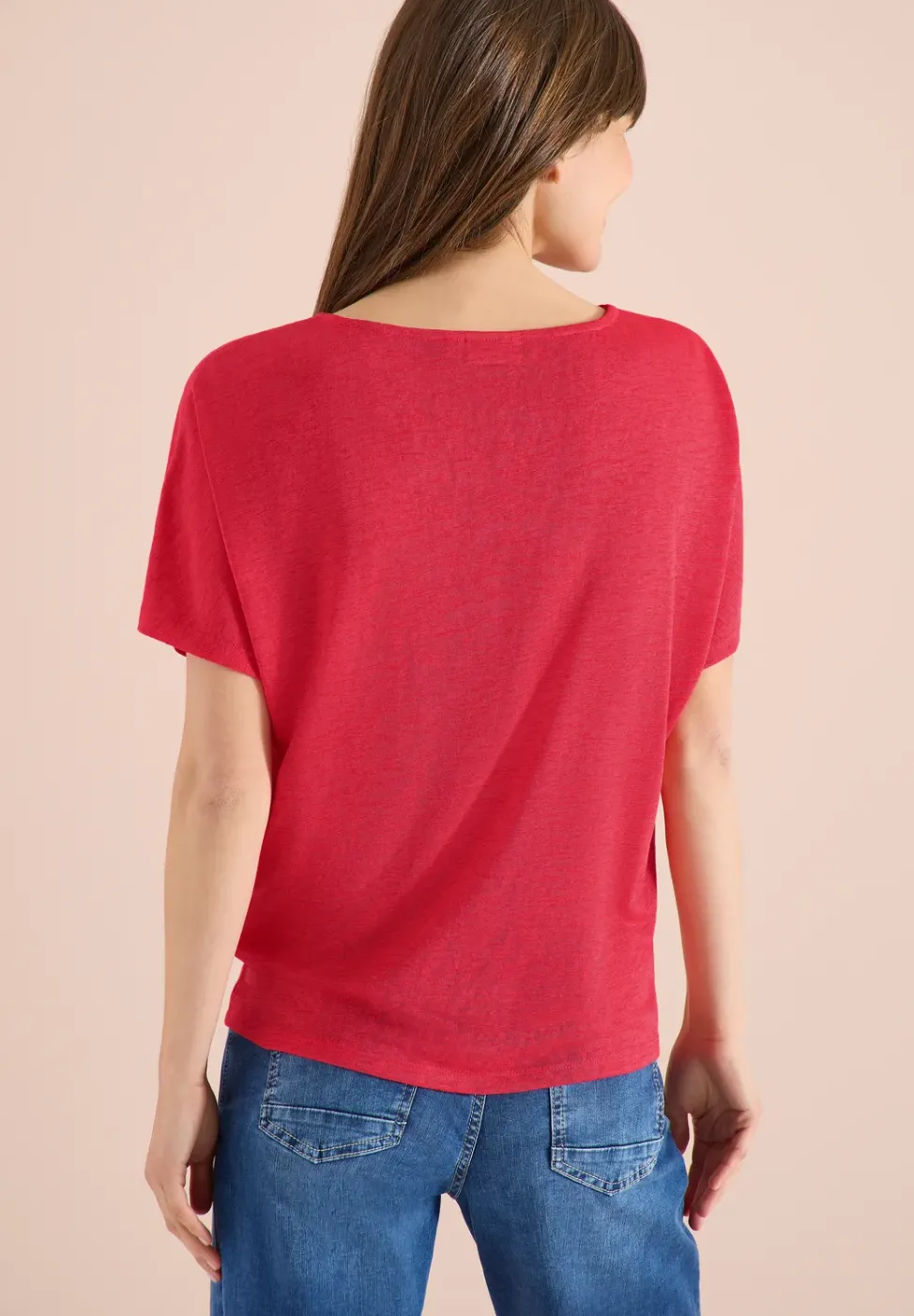 Dropped Shoulder Shirt in Leinen-Optik