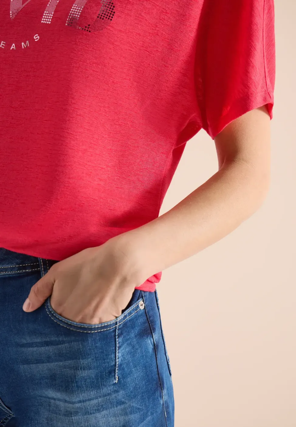Dropped Shoulder Shirt in Leinen-Optik
