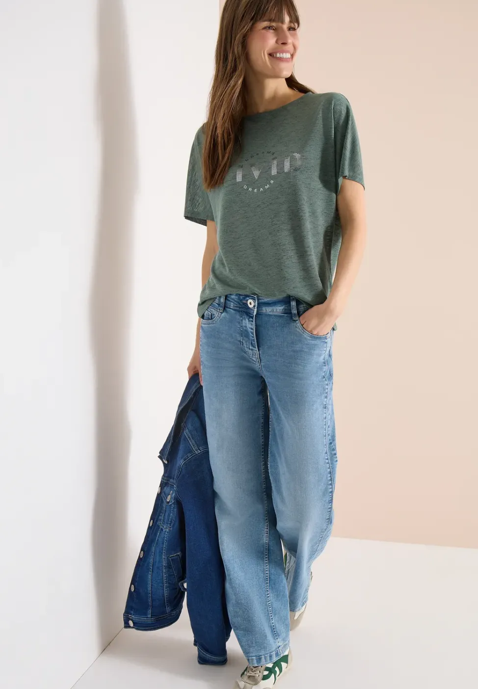 Dropped Shoulder Shirt in Leinen-Optik