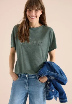Dropped Shoulder Shirt in Leinen-Optik
