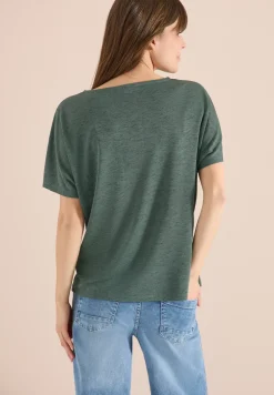 Dropped Shoulder Shirt in Leinen-Optik