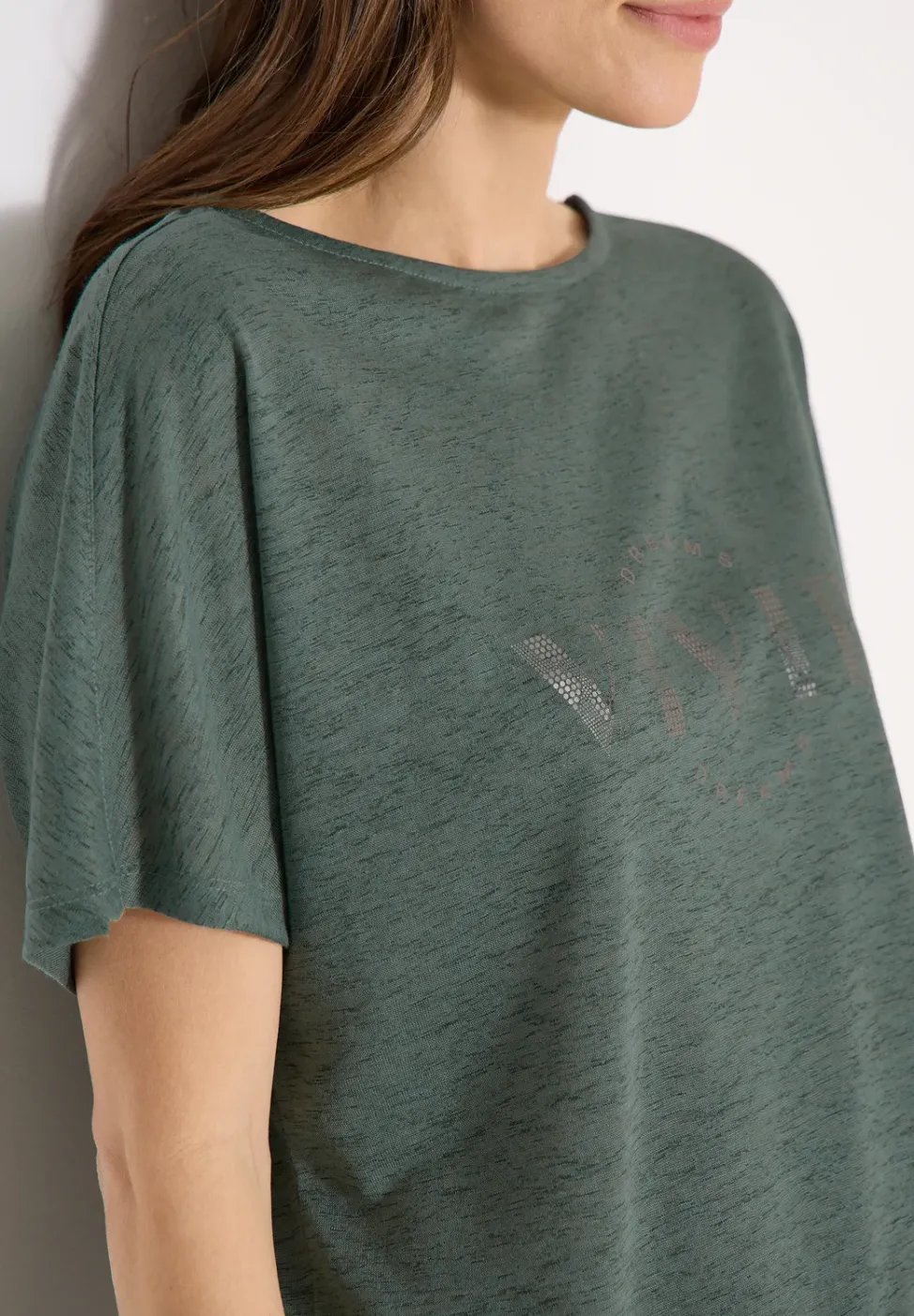 Dropped Shoulder Shirt in Leinen-Optik