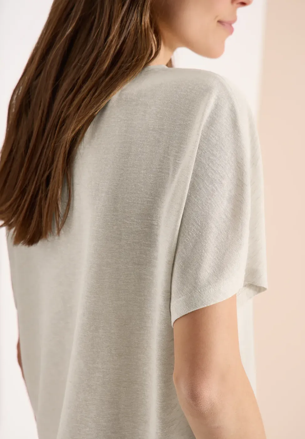 Dropped Shoulder Shirt in Leinen-Optik