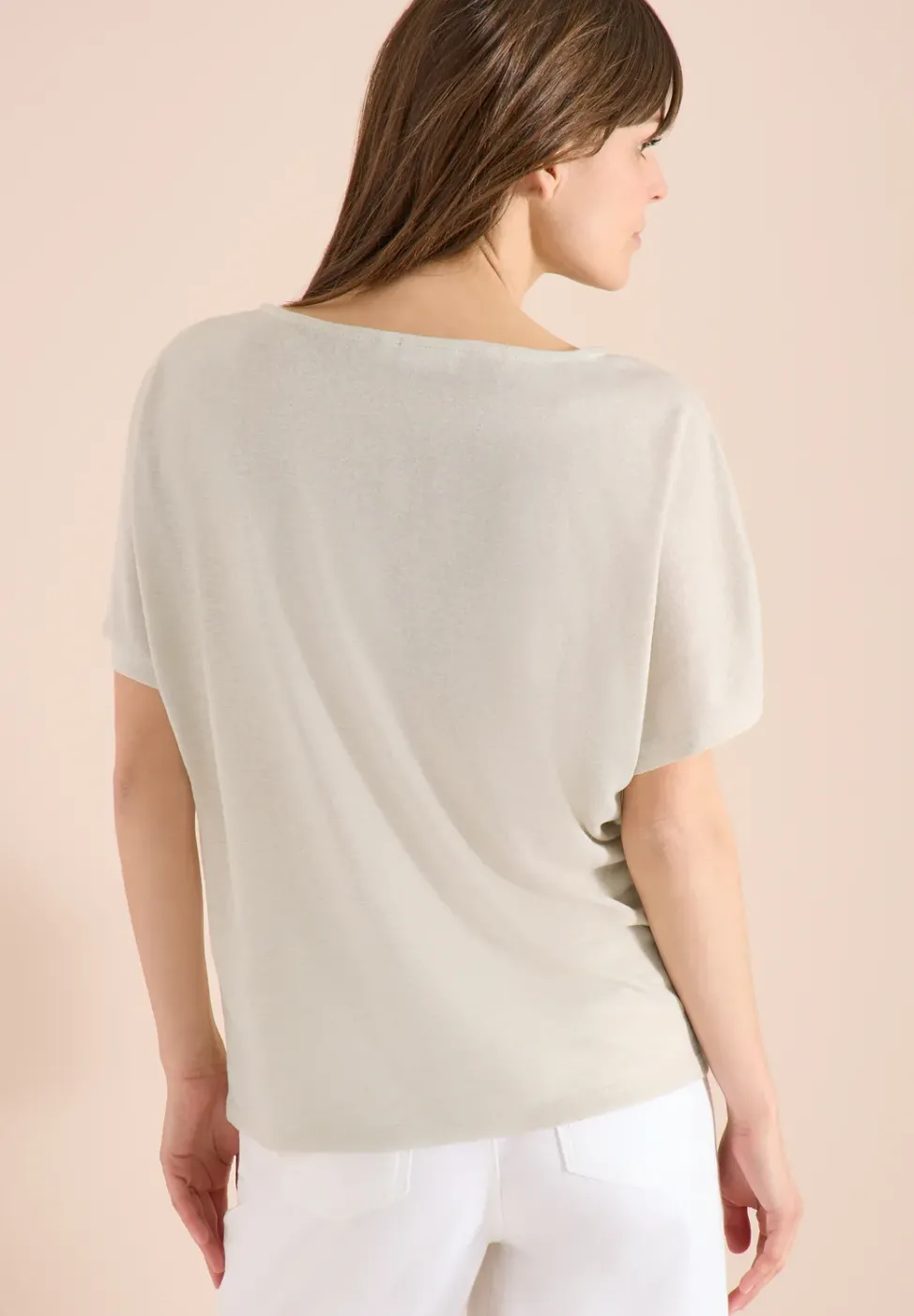 Dropped Shoulder Shirt in Leinen-Optik