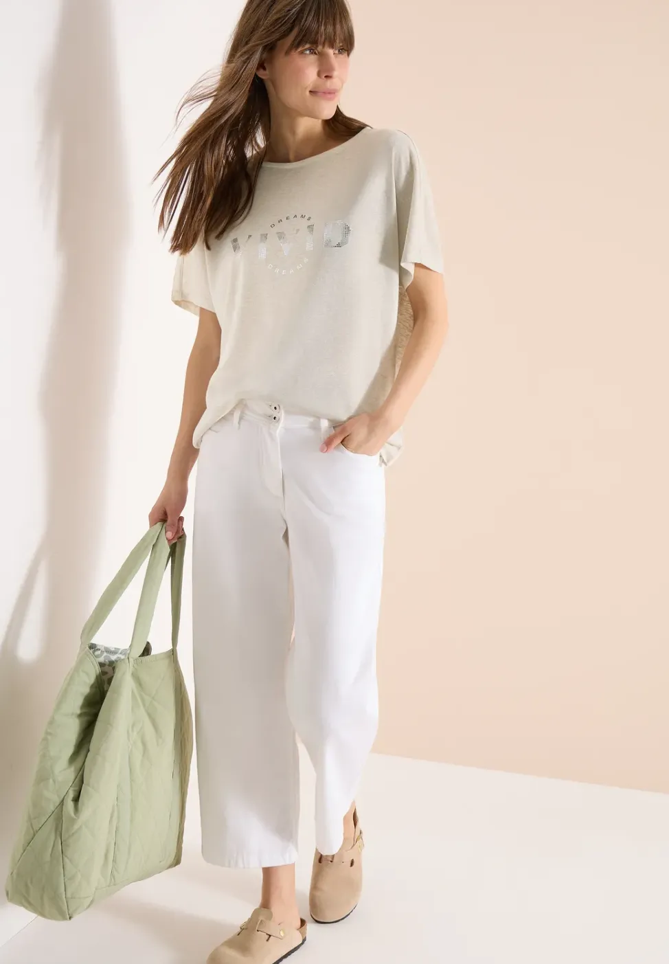 Dropped Shoulder Shirt in Leinen-Optik