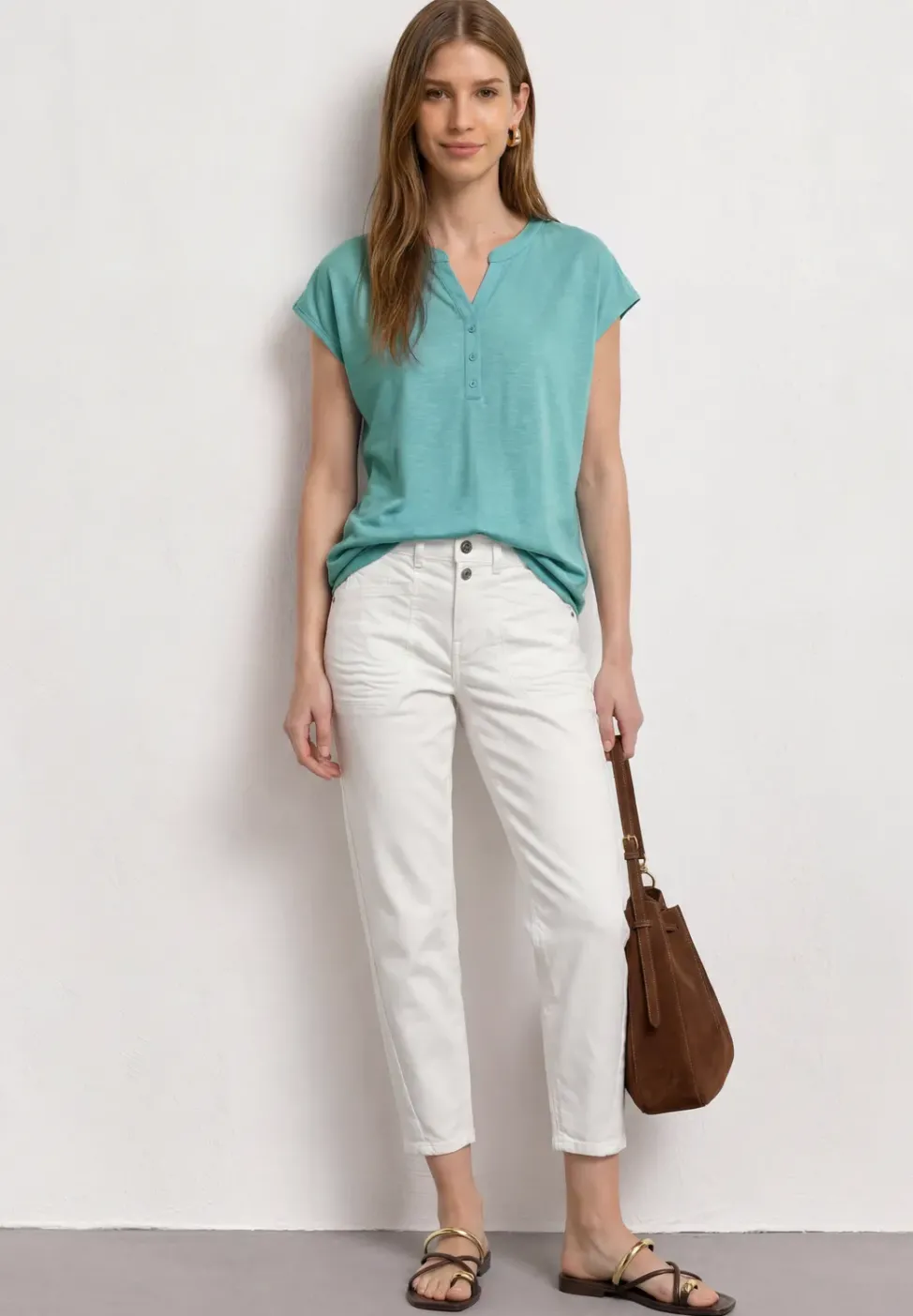 Dropped Shoulder Shirt mit Split Neck