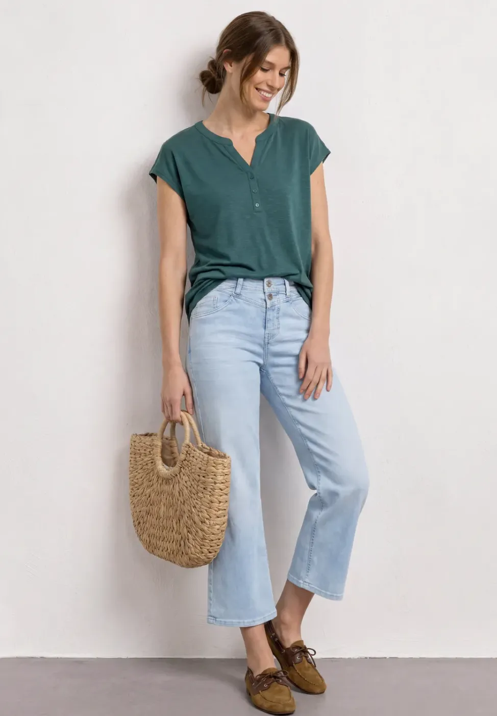Dropped Shoulder Shirt mit Split Neck