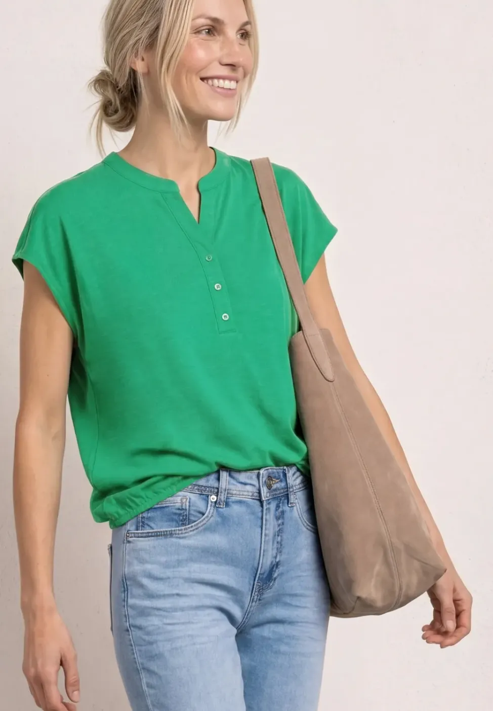 Dropped Shoulder Shirt mit Split Neck