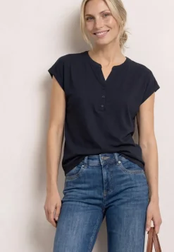 Dropped Shoulder Shirt mit Split Neck