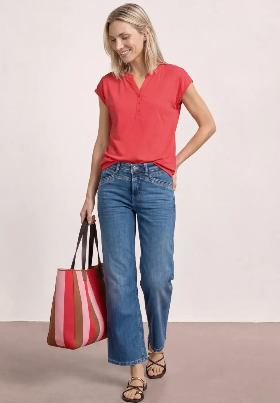 Dropped Shoulder Shirt mit Split Neck