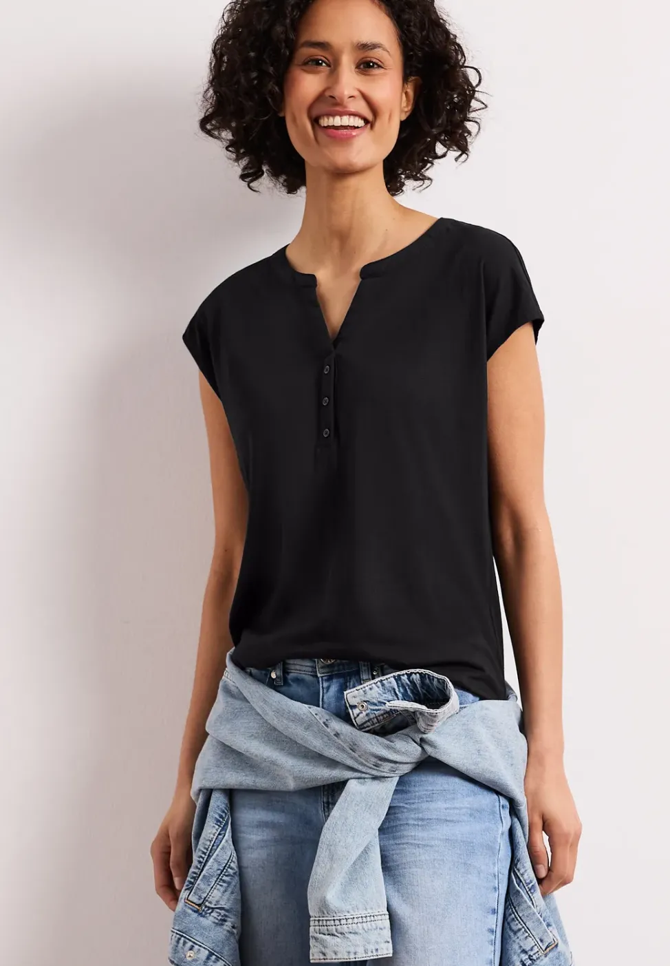 Dropped Shoulder Shirt mit Split Neck