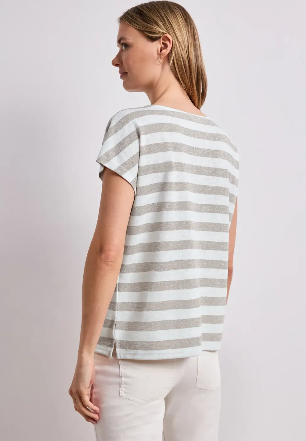 Dropped Shoulder Shirt mit Streifen und Glitzer