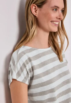 Dropped Shoulder Shirt mit Streifen und Glitzer