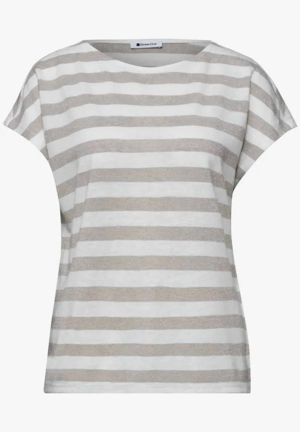 Dropped Shoulder Shirt mit Streifen und Glitzer