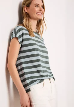 Dropped Shoulder Shirt mit Streifen und Glitzer