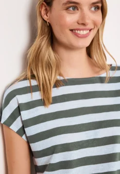 Dropped Shoulder Shirt mit Streifen und Glitzer