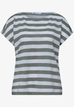 Dropped Shoulder Shirt mit Streifen und Glitzer