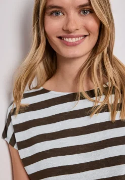 Dropped Shoulder Shirt mit Streifen und Glitzer