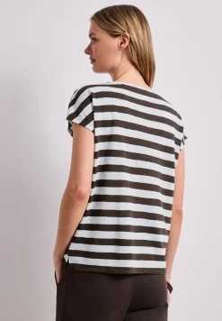 Dropped Shoulder Shirt mit Streifen und Glitzer