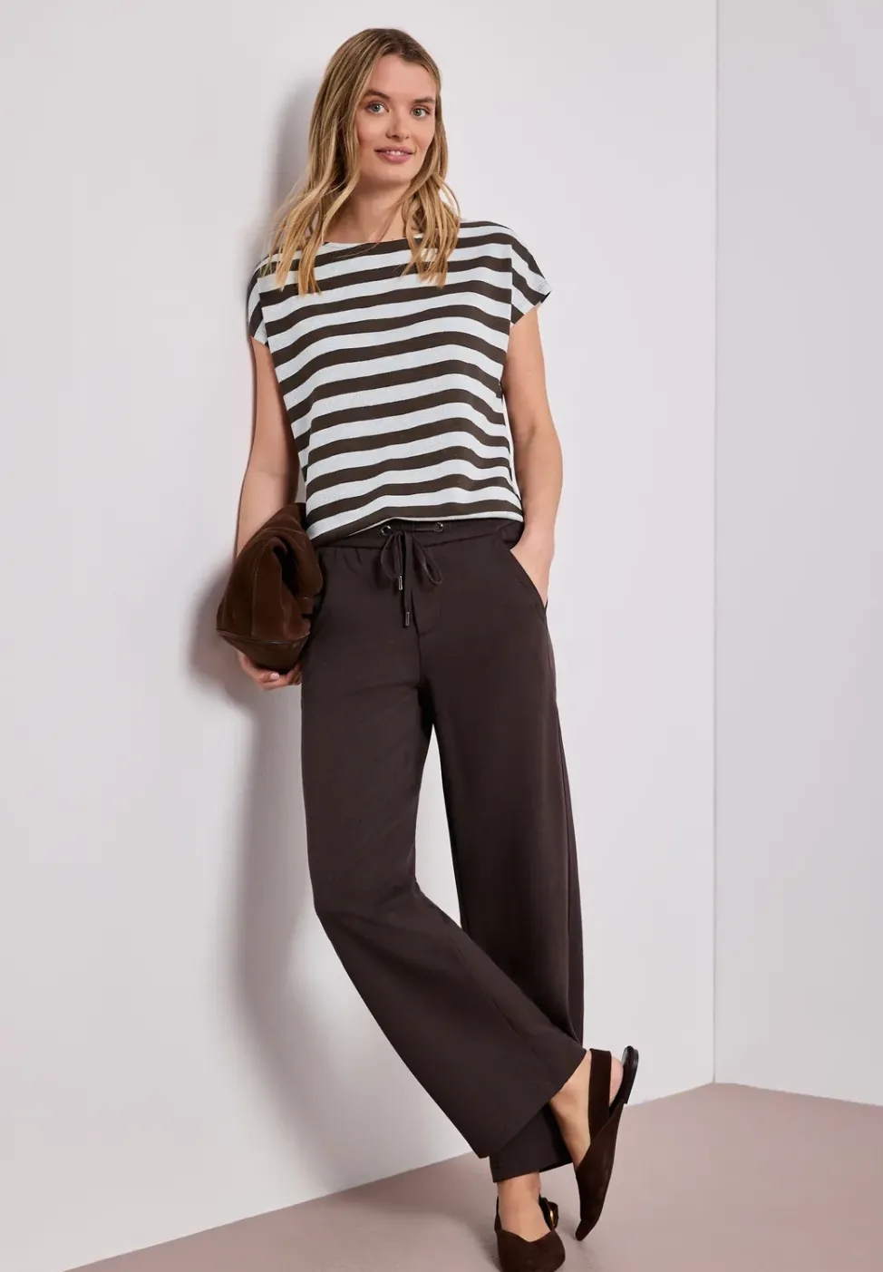 Dropped Shoulder Shirt mit Streifen und Glitzer