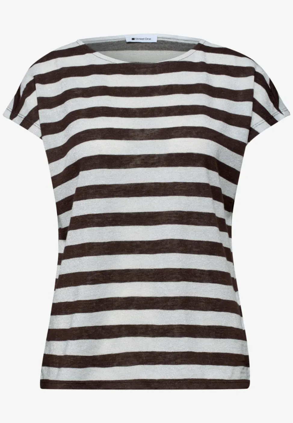 Dropped Shoulder Shirt mit Streifen und Glitzer