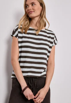 Dropped Shoulder Shirt mit Streifen und Glitzer